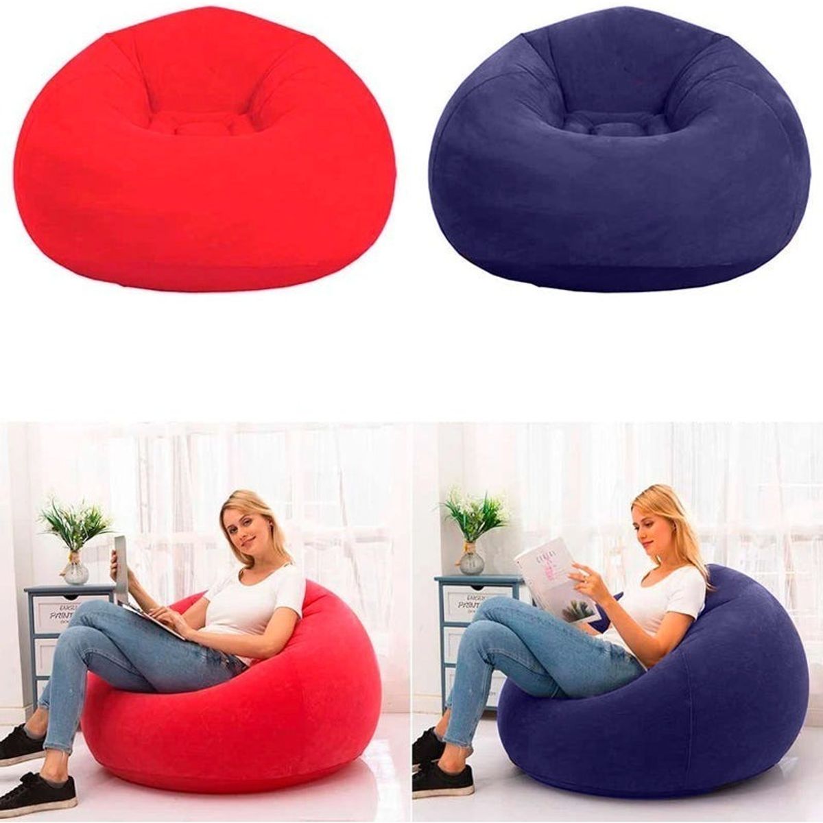 U BUY - Sillón Inflable Puffs Inflables Sofá Ergonomico Camping Xl