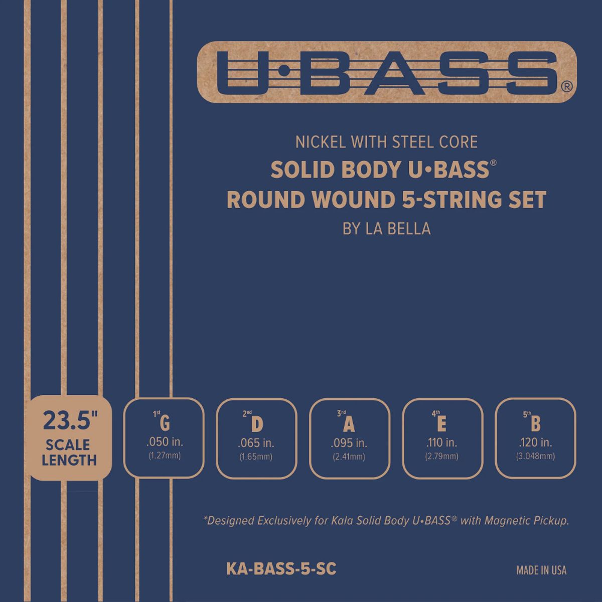 KALA - Cuerdas Para Ubass Solid Body 5-String Set KA-BASS-5-SC Kala