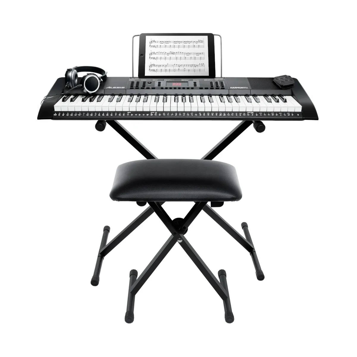 ALESIS - Teclado Musical Piano 61 Notas +Stand+Silla+Aud Hrmny Alesis