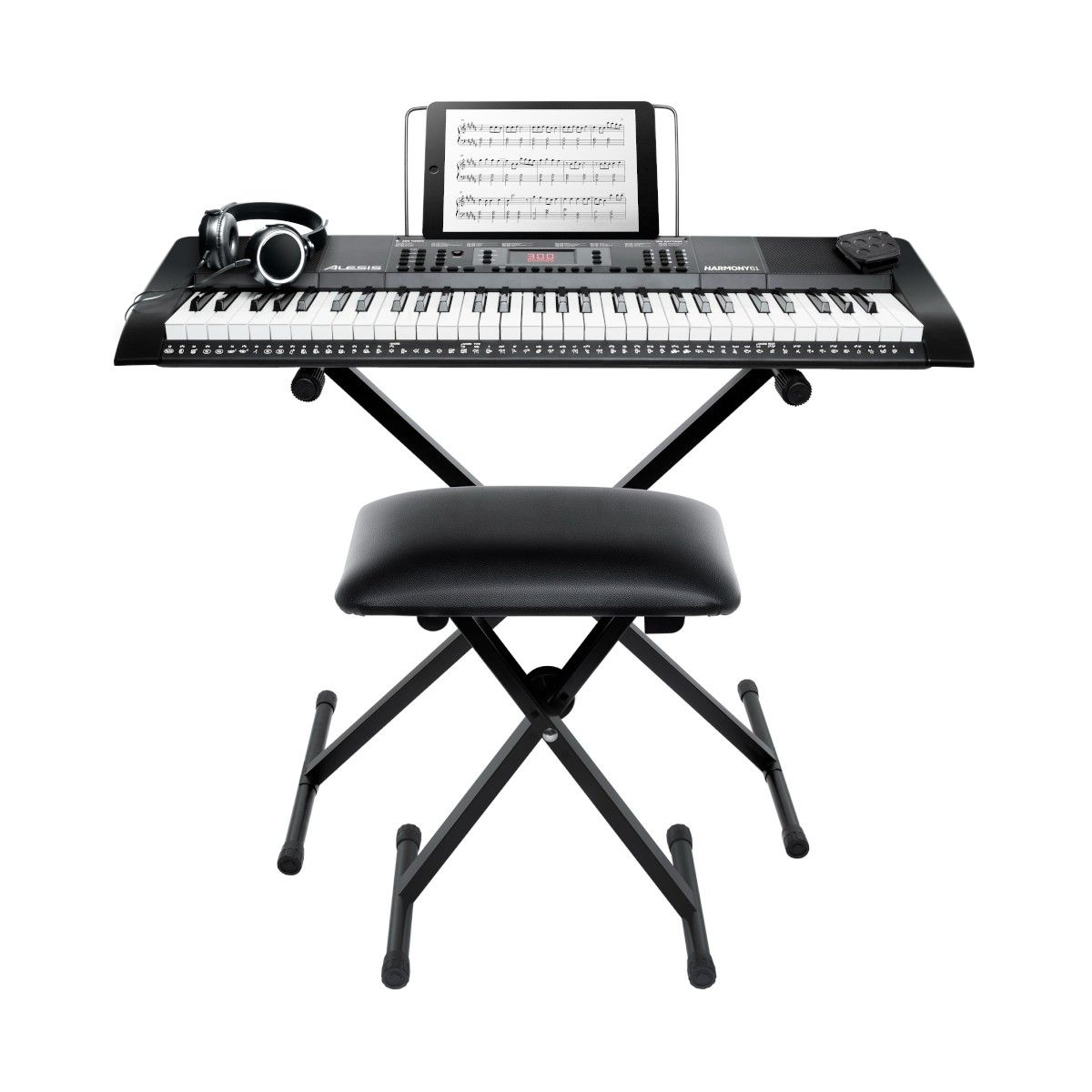 ALESIS - Teclado Musical Piano 61 Notas +Stand+Silla+Aud Hrmny Alesis