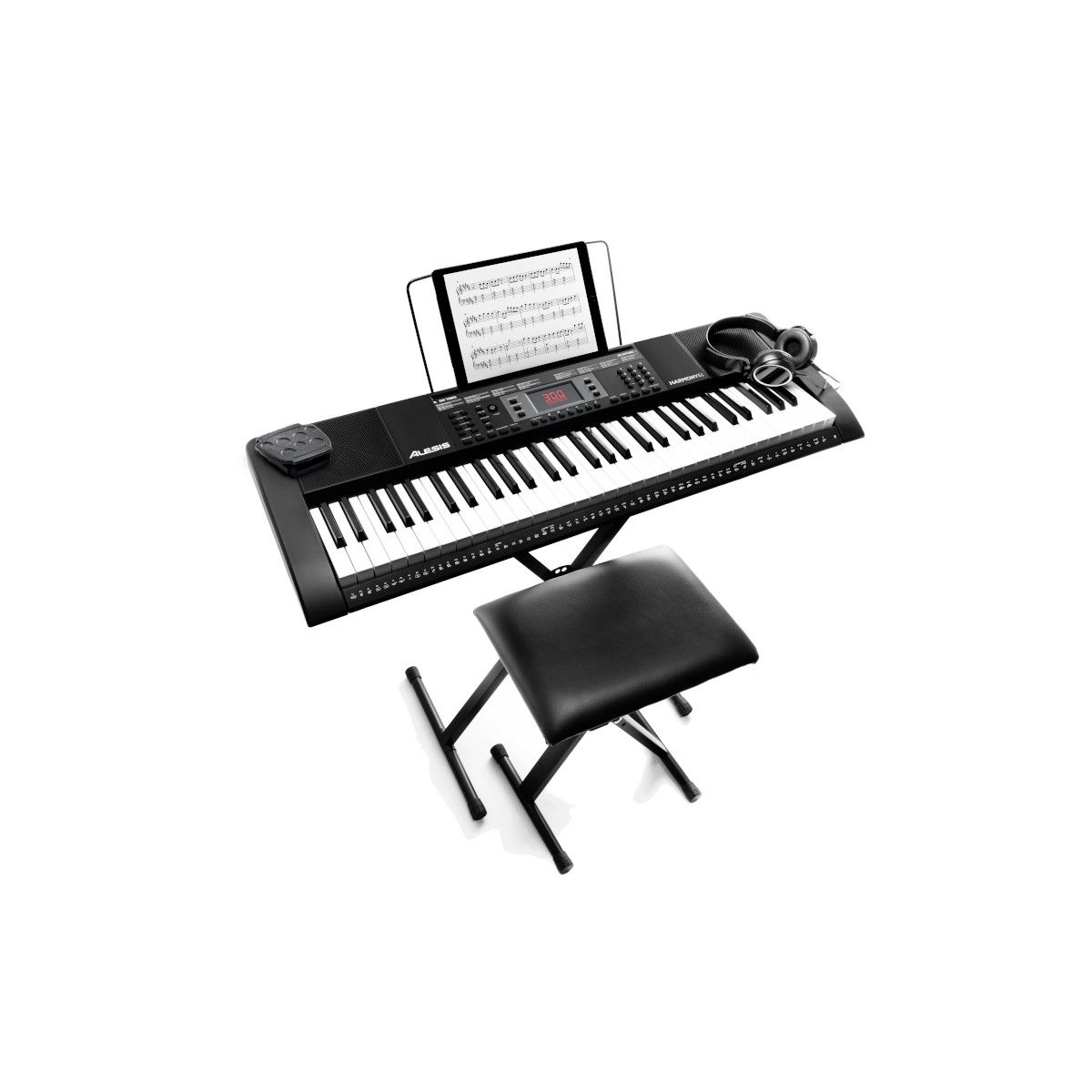 ALESIS - Teclado Musical Piano 61 Notas +Stand+Silla+Aud Hrmny Alesis