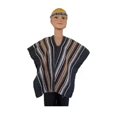 TODODISFRACESCHILE - Disfraz Traje Mapuche Niño Poncho/Cintillo Talla 5 - 7 años