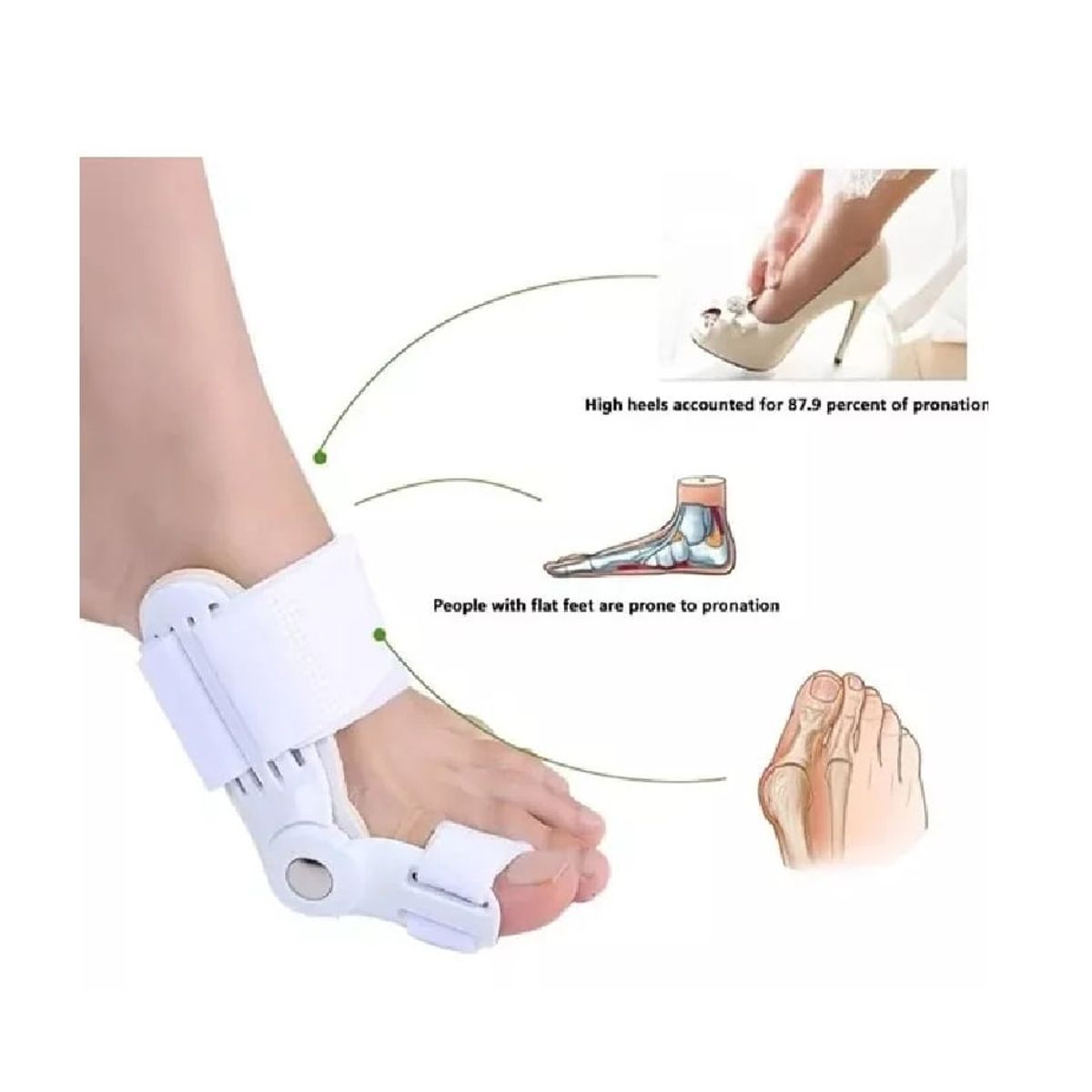 GENERICO - Separador Corrector Juanetes Pie Blanco Almohadilla Premium