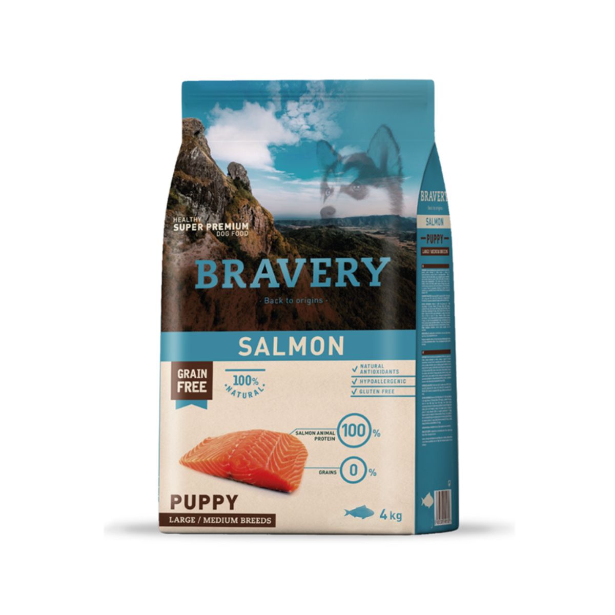 BRAVERY - Bravery Salmon Puppy Large/Medium Breeds, bolsa 4 kg