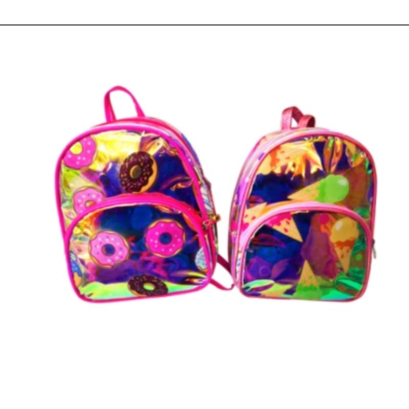 GENERICO - MOCHILA BRILLANTE ESTAMPADO DULCES 23X20CM