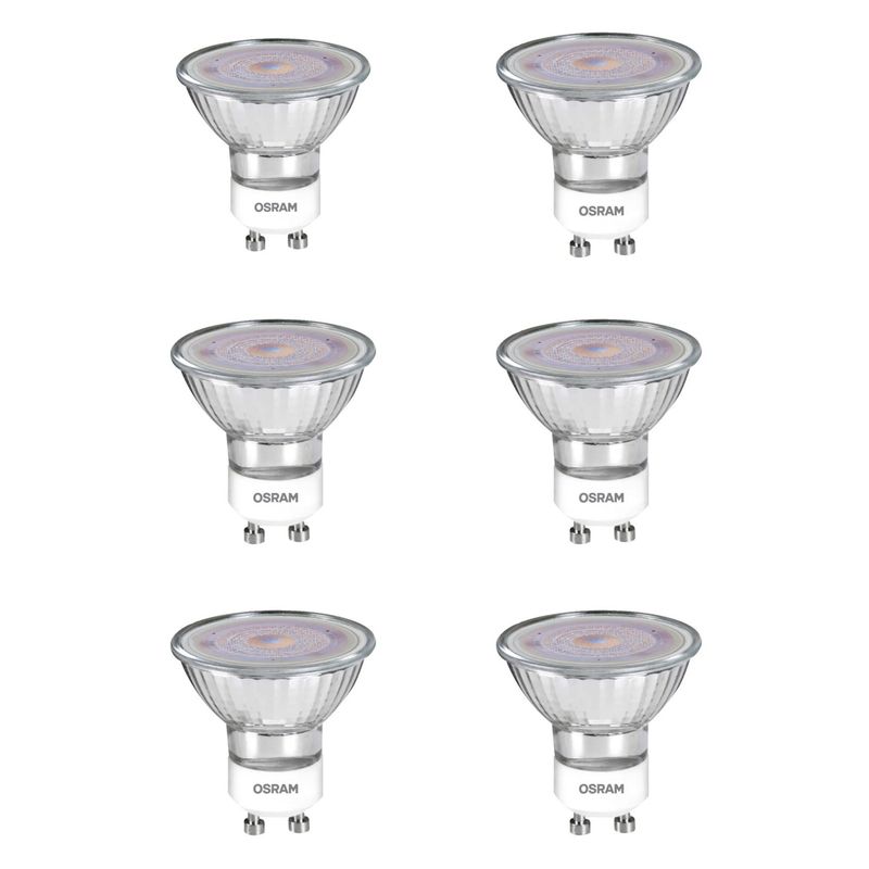 OSRAM LEDVANCE - Set 6 Ampolletas OSRAM LEDANCE PAR16 GU10 4W= 50 W Luz Fria