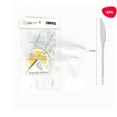 GENERICO - Cuchillo Plastico Desechable Transparente 20 Unidades