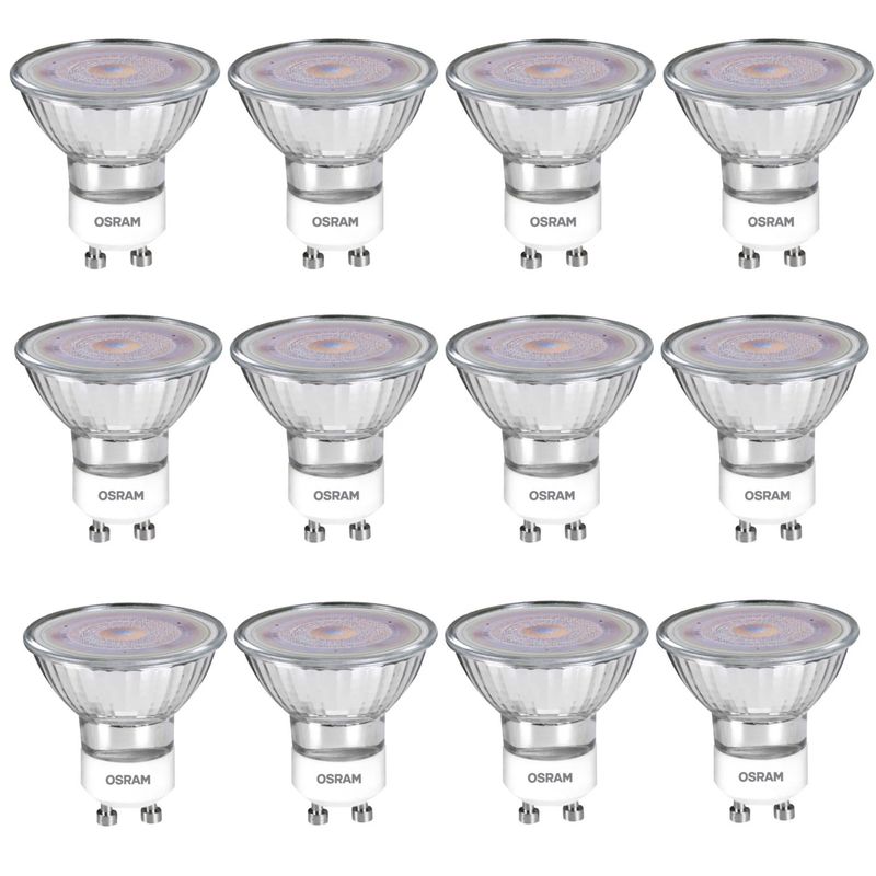 OSRAM LEDVANCE - Set 12 Ampolletas OSRAM LEDANCE PAR16 GU10 4W= 50 W Luz Fria