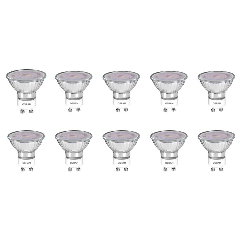 OSRAM LEDVANCE - Set 10 Ampolletas OSRAM LEDANCE PAR16 GU10 4W= 50 W Luz Calida
