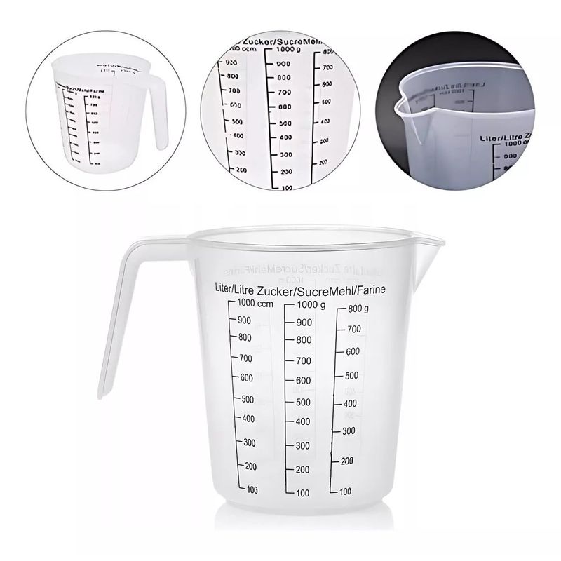 GENERICO - Jarra Medidora 1 Litro Cocina Repostería Pastelería Plastica