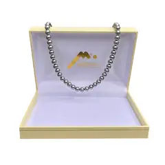 MALLORCA - Collar de Perlas Gris (7mm) de Enchapado en Oro 50 cm