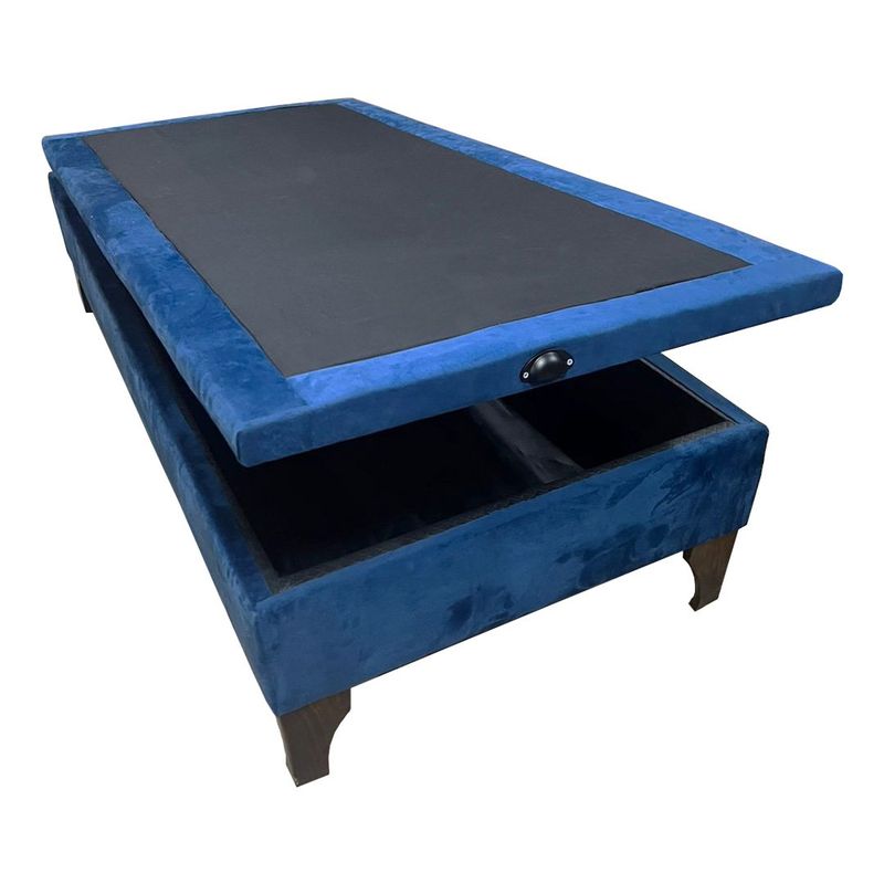 MUEBLES HVM - Base Baul HVM 1P Azul Felpa Pmadera
