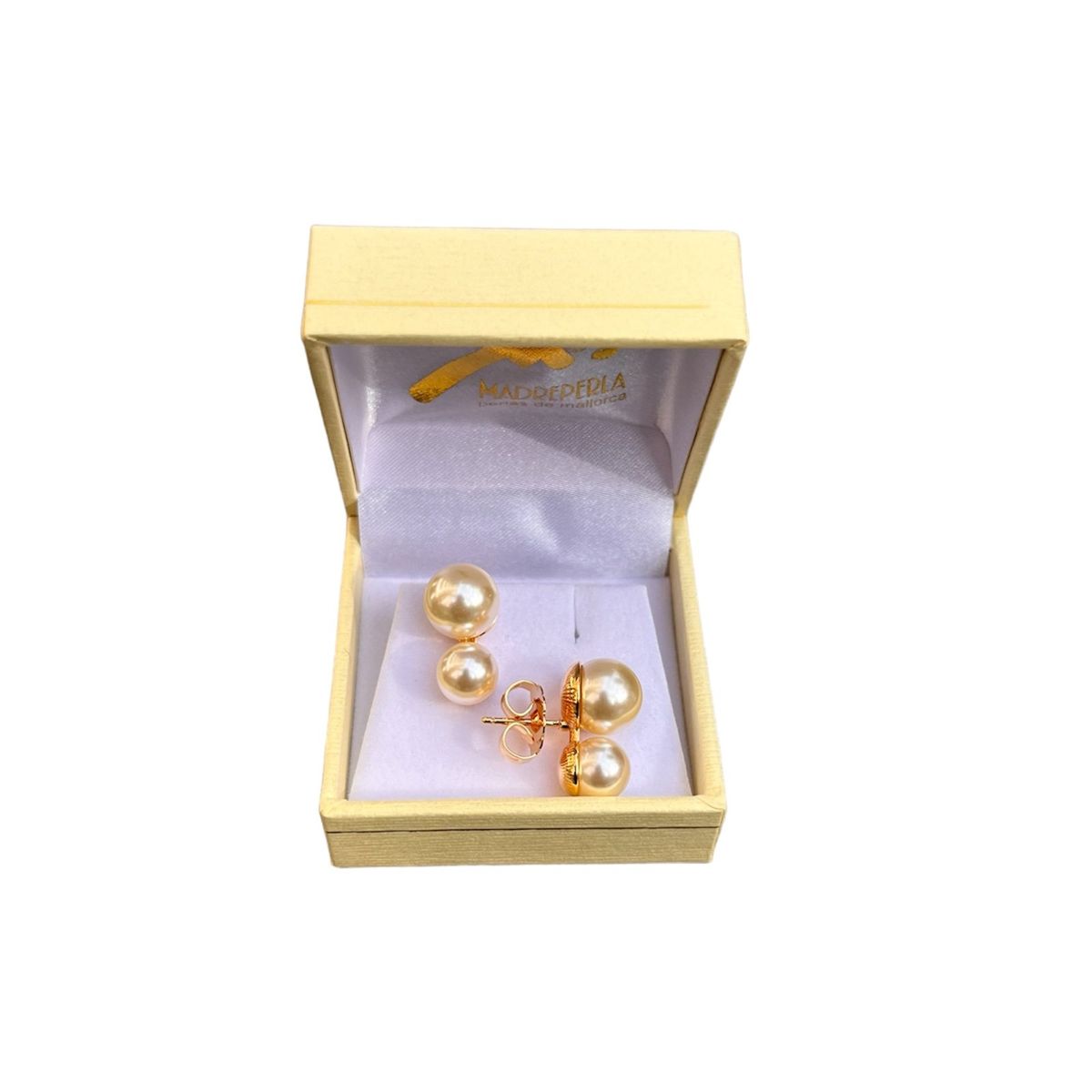 MALLORCA - Aros Tu y Yo de Perlas de Mallorca 8-10 mm Enchapado en Oro