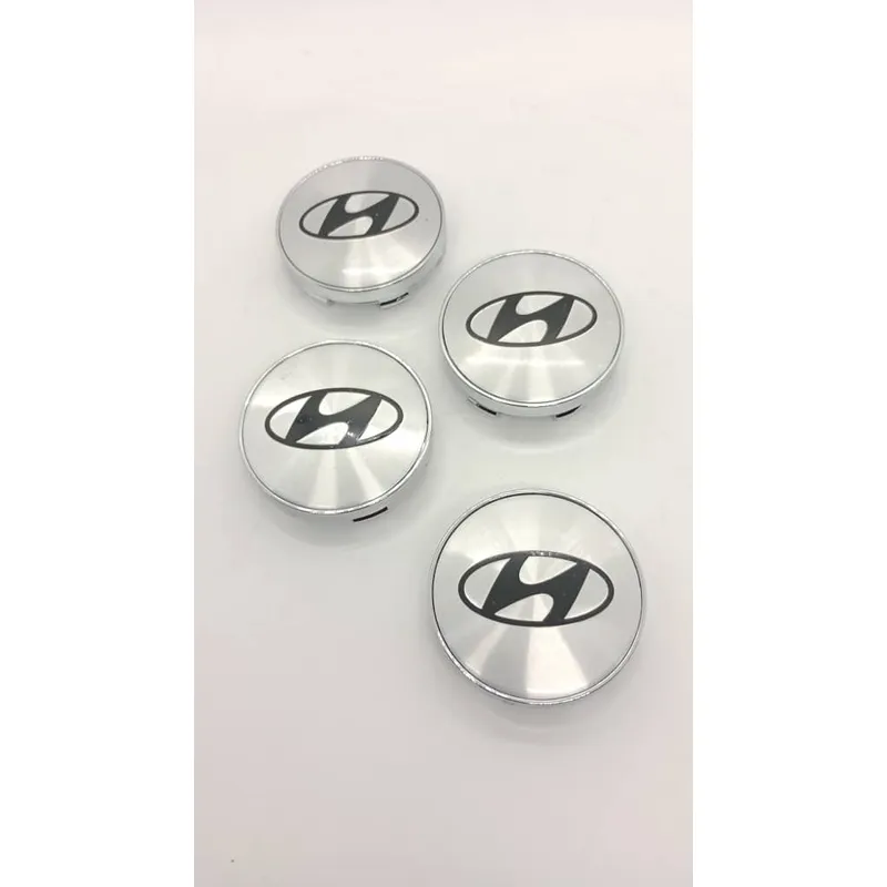 GENERICO - Tapa centro Llantas autos 60mm universal HYUNDAI PLATA NEGRO