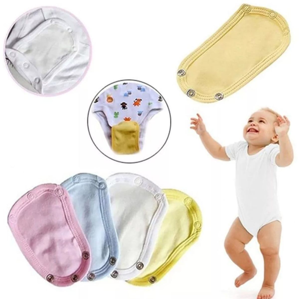 GENERICO - Pack 5 Extensores Algodón Para Bodys Bebé