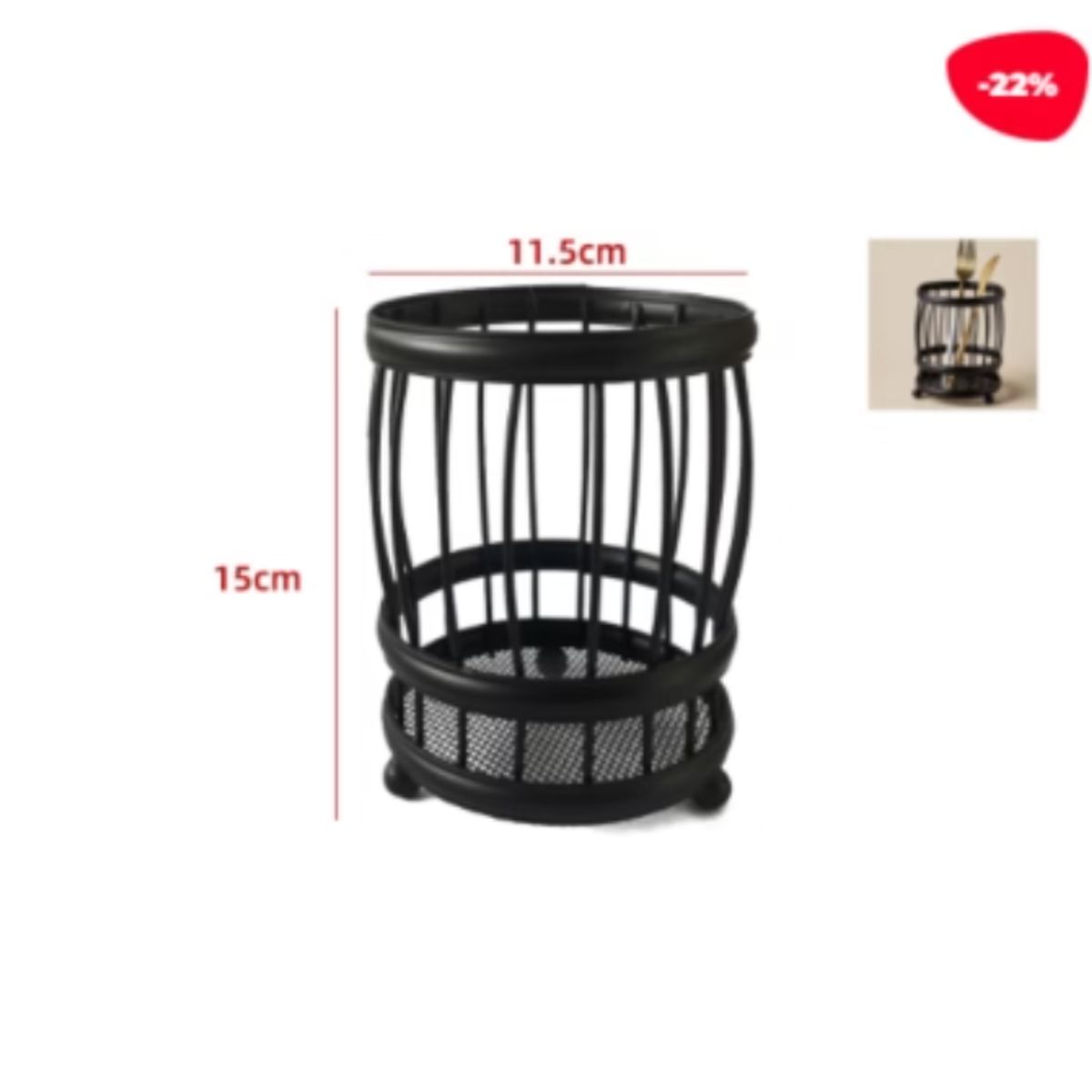 GENERICO - Organizador De Hierro Para Cubiertos Negro 105X105X15CM