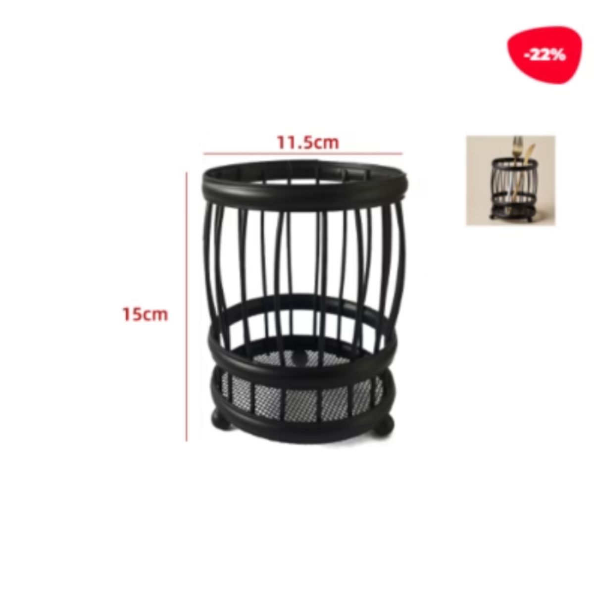 GENERICO - Organizador De Hierro Para Cubiertos Negro 105X105X15CM