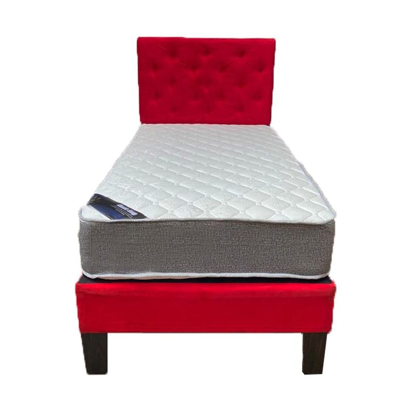 MUEBLES HVM - Cama HVM 15P Rojo Respaldo Pmadera