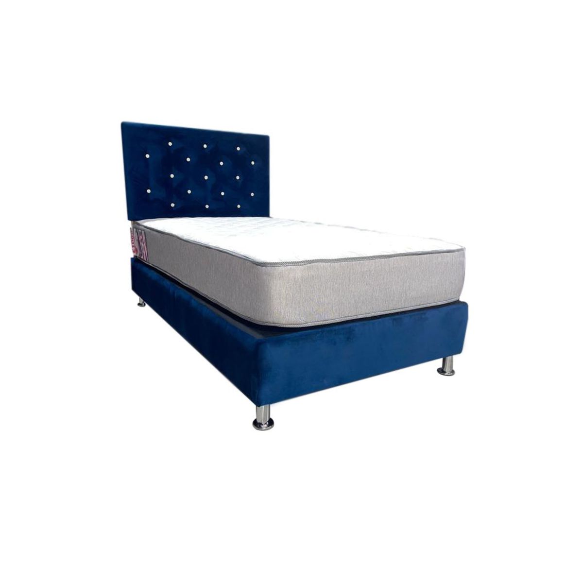 MUEBLES HVM - Cama HVM 15P Azul Marino boton blanco Pmetal