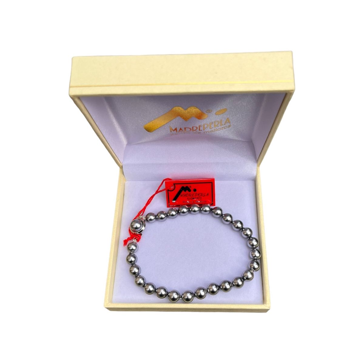 MALLORCA - Pulsera de Perlas Gris de Mallorca 19cm con broche a presion