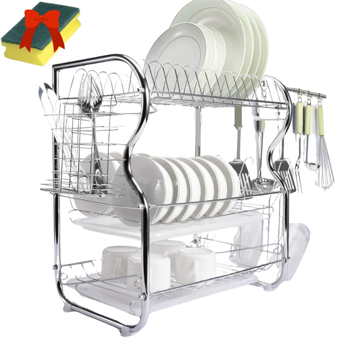 OKAERI - Secador Escurridor De Platos 3 Niveles Okaeri