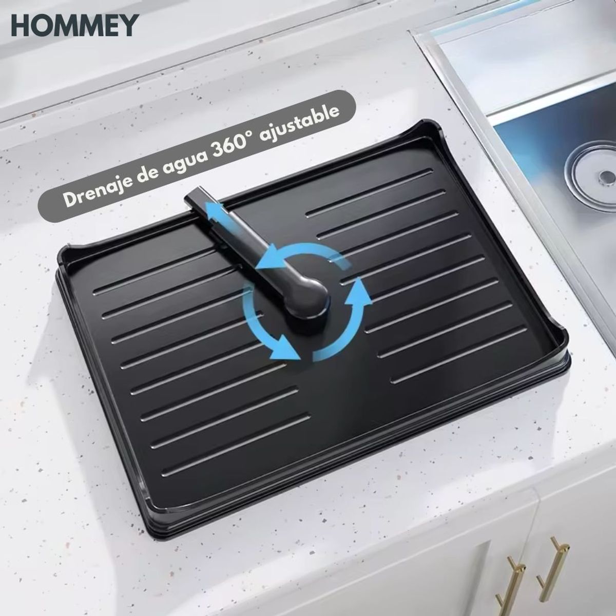 AMERICAN SOFT LINEN - Secaplatos Escurridor 1 Nivel Acero Inox Negro Hommey