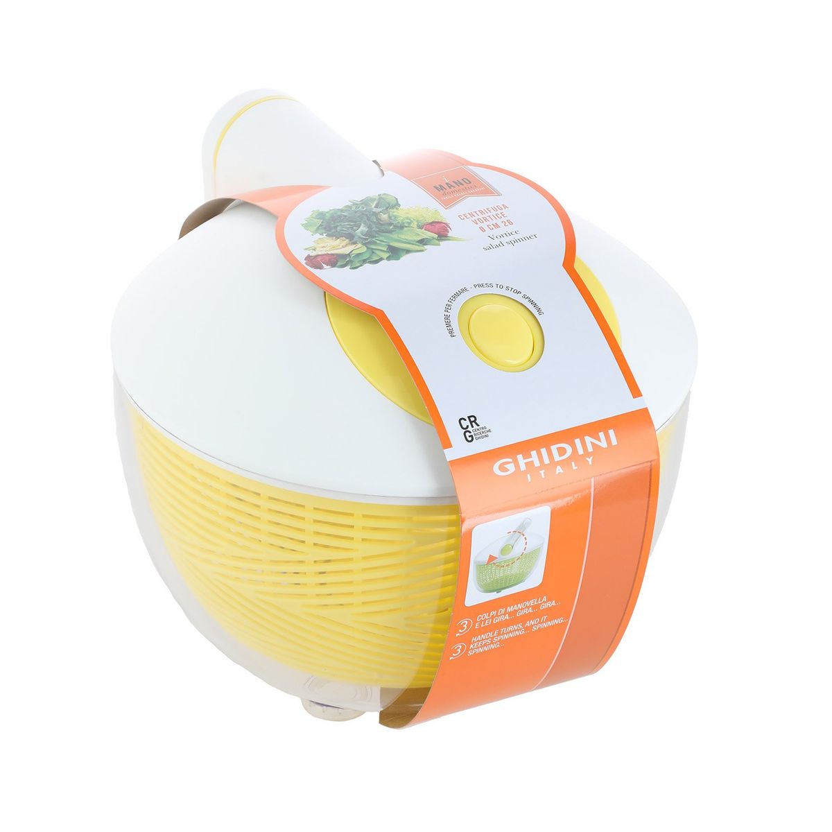 GHIDINI - Secador Ensalada Blanco - Amarillo 26cm