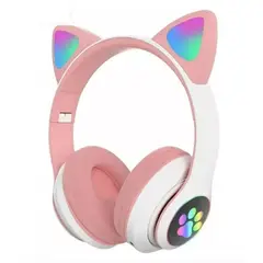 GENERICO - Auriculares gamer inalámbricos CAT STN-28 rosa con luz LED
