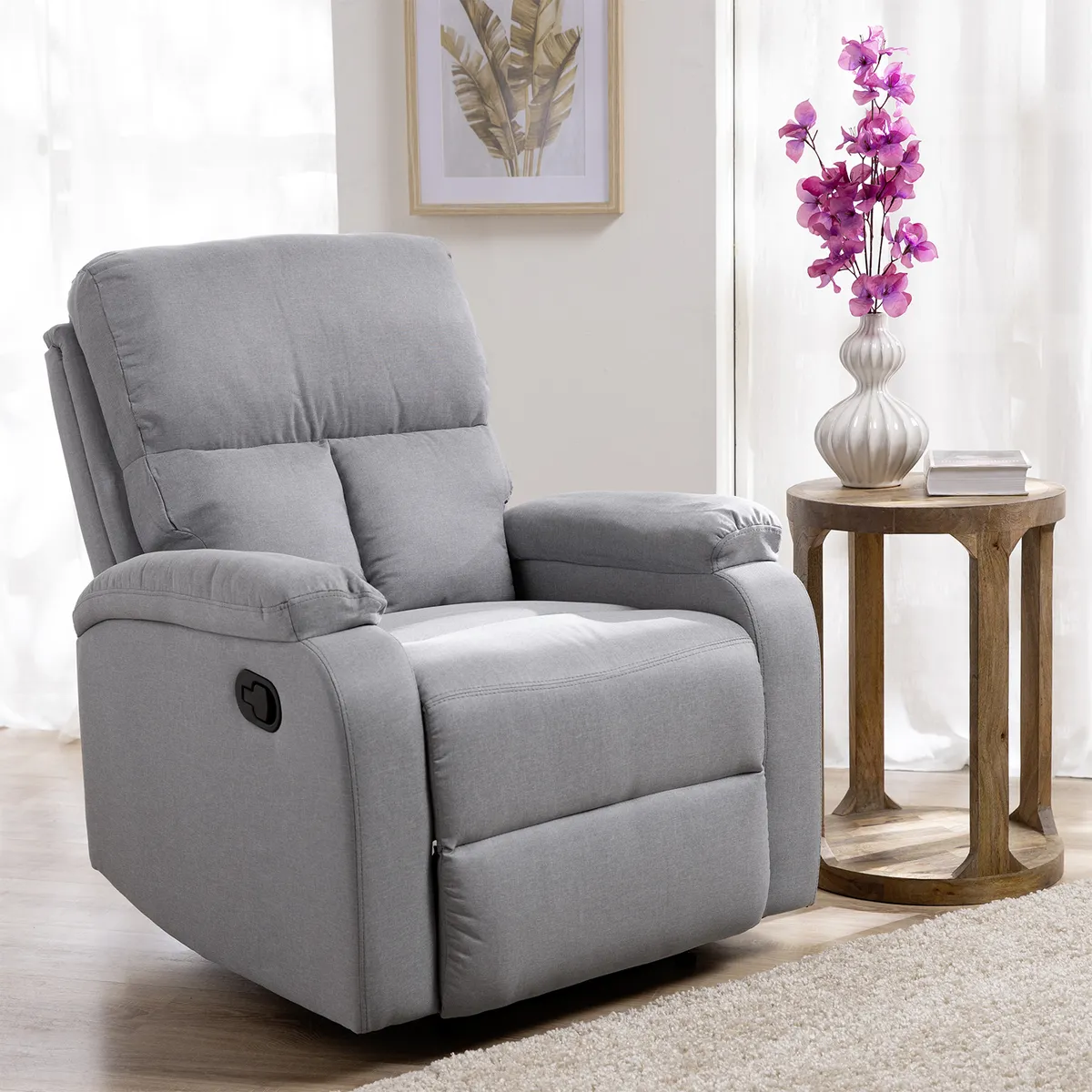 DANIELS - Berger Reclinable Moderno de Lino Gris Matheus