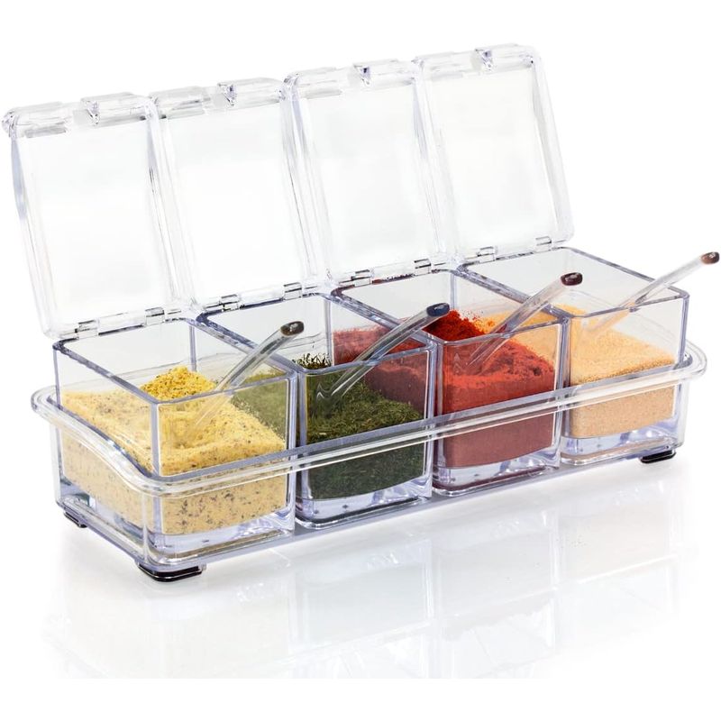 GENERICO - Caja Organizador Condimentos De 4 Piezas Condimentero Acrilico