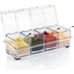 GENERICO - Caja Organizador Condimentos De 4 Piezas Condimentero Acrilico