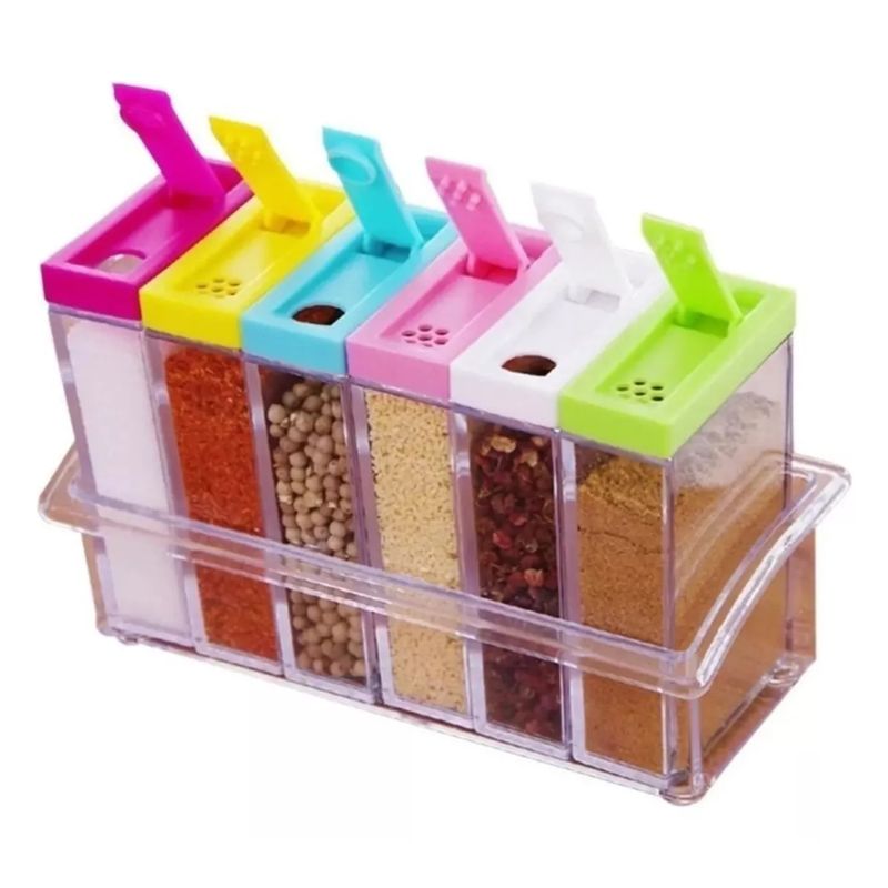 GENERICO - Caja Organizador Condimentos De 6 Piezas Condimentero Acrilico