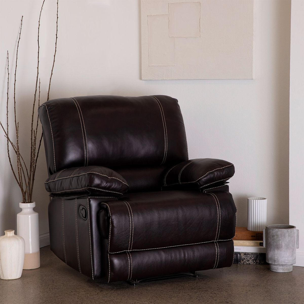 DANIELS - Berger Reclinable Moderno Leather Match Cuero Castle Café 98023LBR
