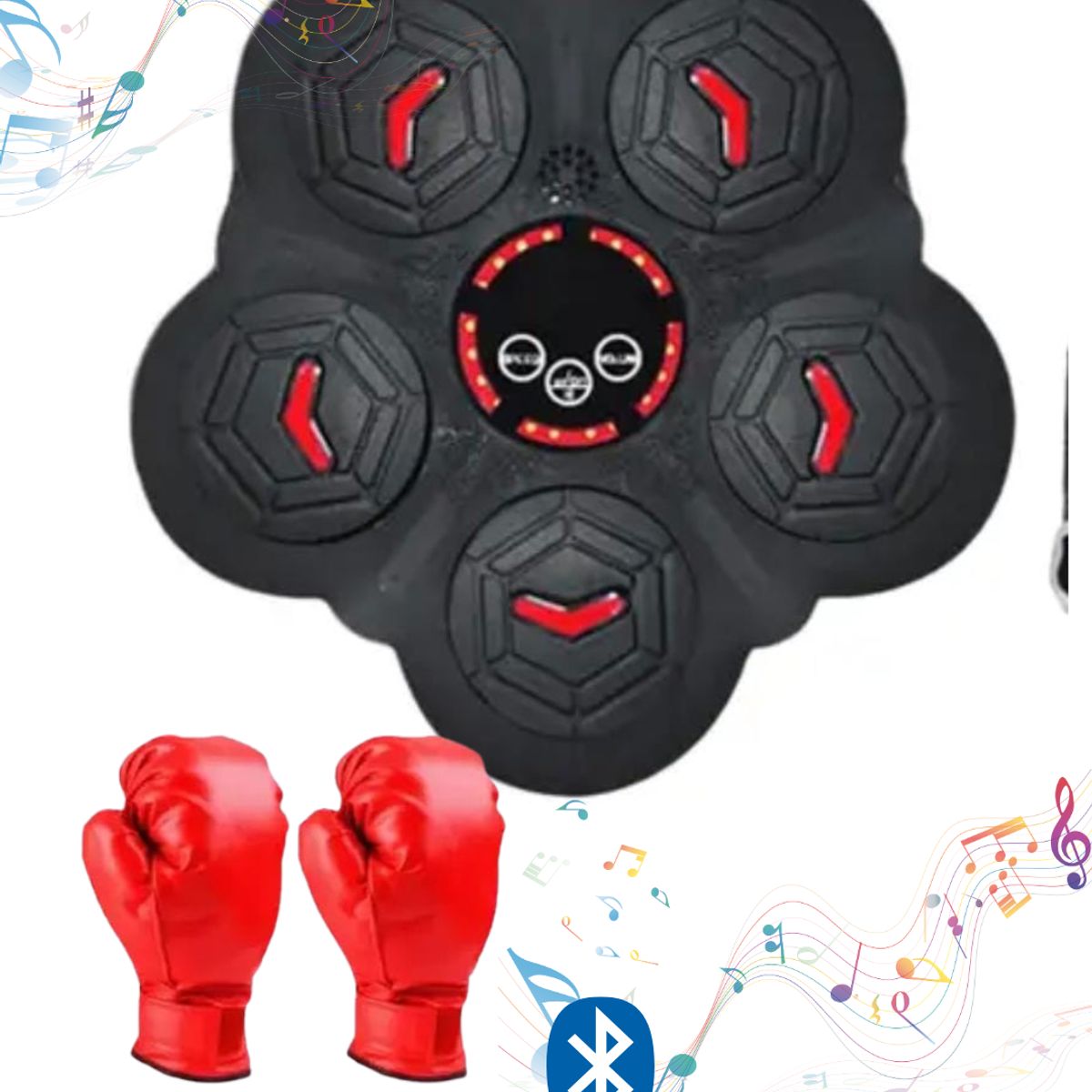 GENERICO - Máquina de Boxeo 5 puños Bluetooth pared con Guantes rojos