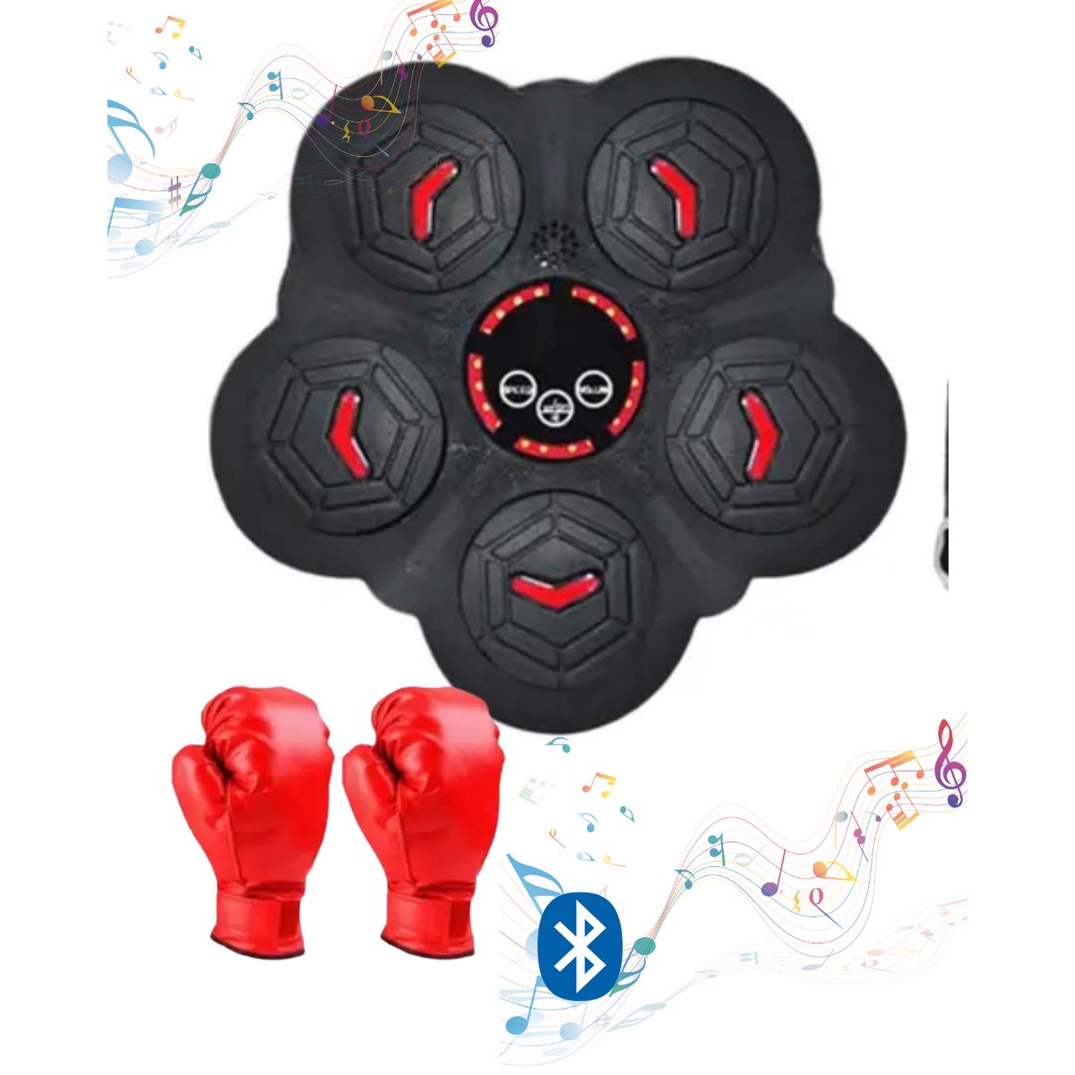 GENERICO - Máquina de Boxeo 5 puños Bluetooth pared con Guantes rojos