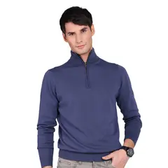 ARROW - Sweater Chaleco Half Zipper Azul Denim Algodon Regalo Hombre