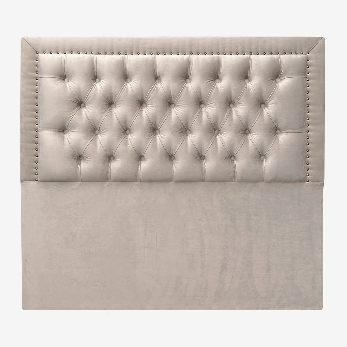 ESPACIO HOGAR - Respaldo de Cama Capitoné Frame Tachas Felpa Beige - Queen