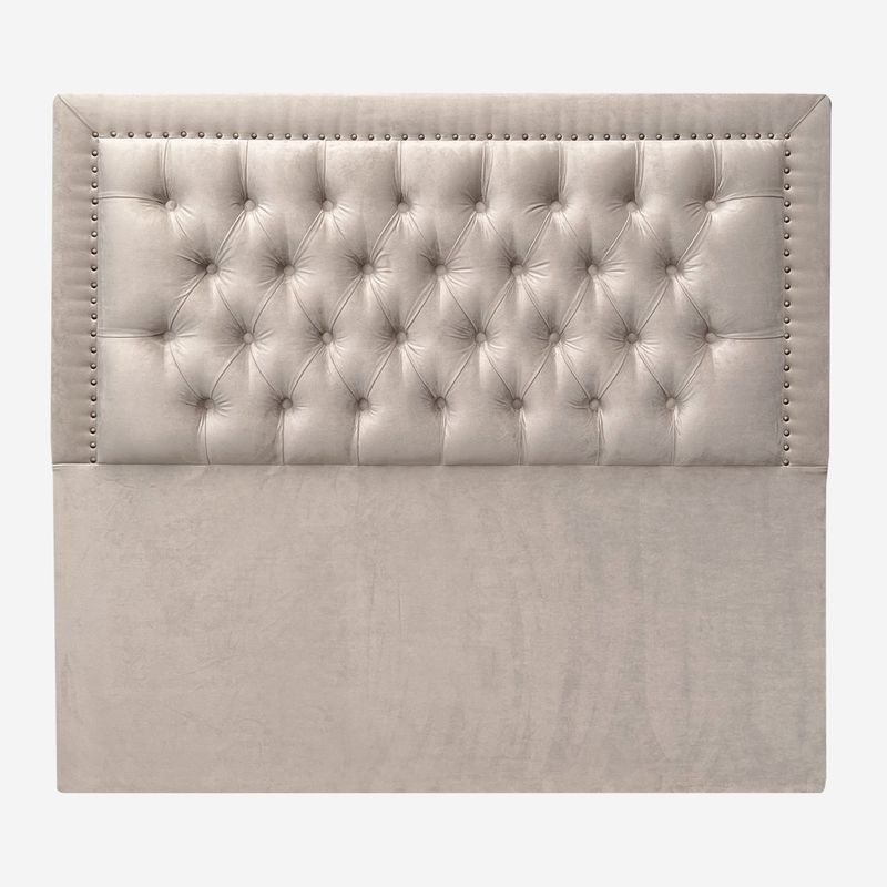 ESPACIO HOGAR - Respaldo de Cama Capitoné Frame Tachas Felpa Beige Claro King