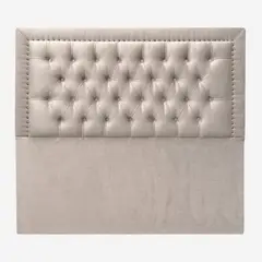 ESPACIO HOGAR - Respaldo de Cama Capitoné Frame Tachas Felpa Beige Claro King