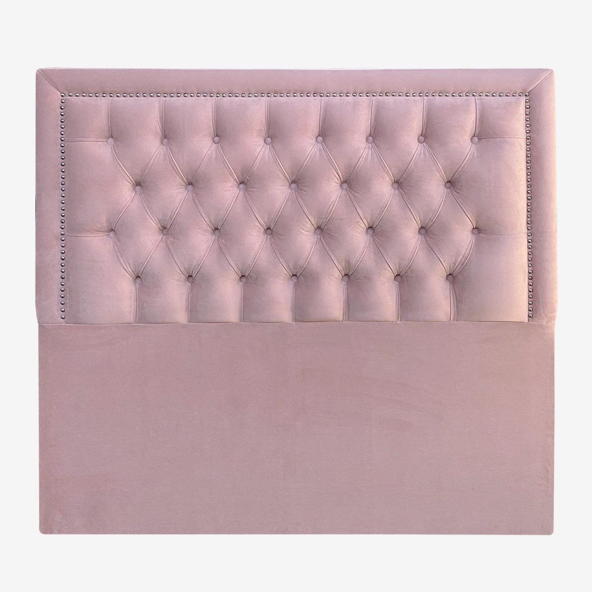 ESPACIO HOGAR - Respaldo de Cama Capitoné Frame Tachas Felpa Rosado Claro - 1 Plaza