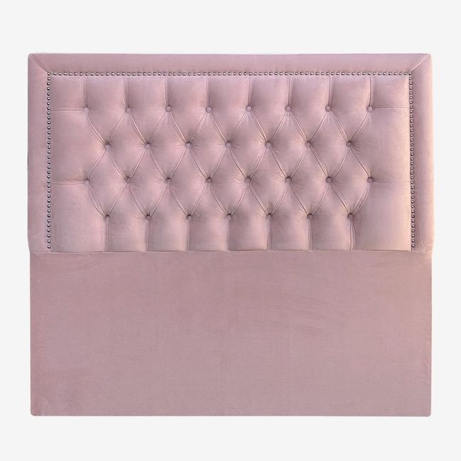 ESPACIO HOGAR - Respaldo de Cama Capitoné Frame Tachas Felpa Rosado Claro - 2 Plazas