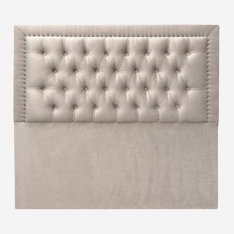 Respaldo de Cama Capitone Frame Tachas Felpa Beige - 2 Plazas