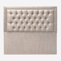 Respaldo de Cama Capitoné Frame Tachas Felpa Beige - 2 Plazas