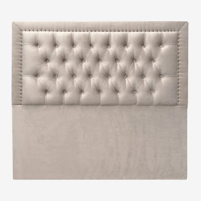 ESPACIO HOGAR - Respaldo de Cama Capitoné Frame Tachas Felpa Beige - 2 Plazas