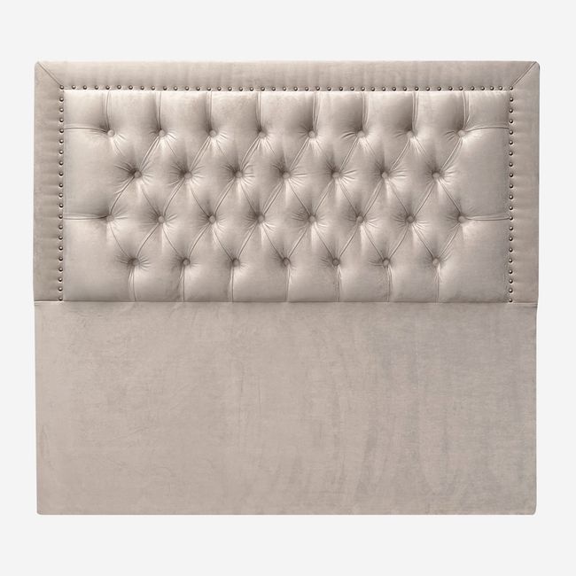 ESPACIO HOGAR - Respaldo de Cama Capitoné Frame Tachas Felpa Beige - 2 Plazas