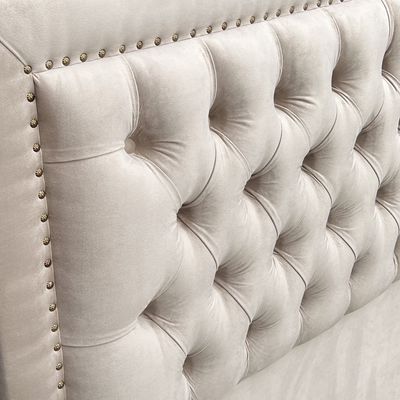 Imagen 2 del producto Respaldo de Cama Capitoné Frame Tachas Felpa Beige - Super King