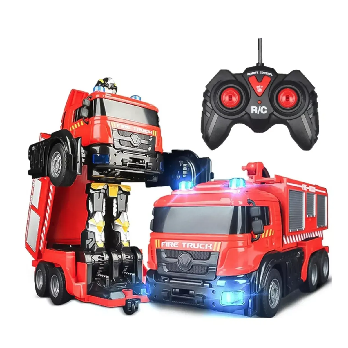 GENERICO - Auto A Control Remoto Transformer Bombero Lanza Agua