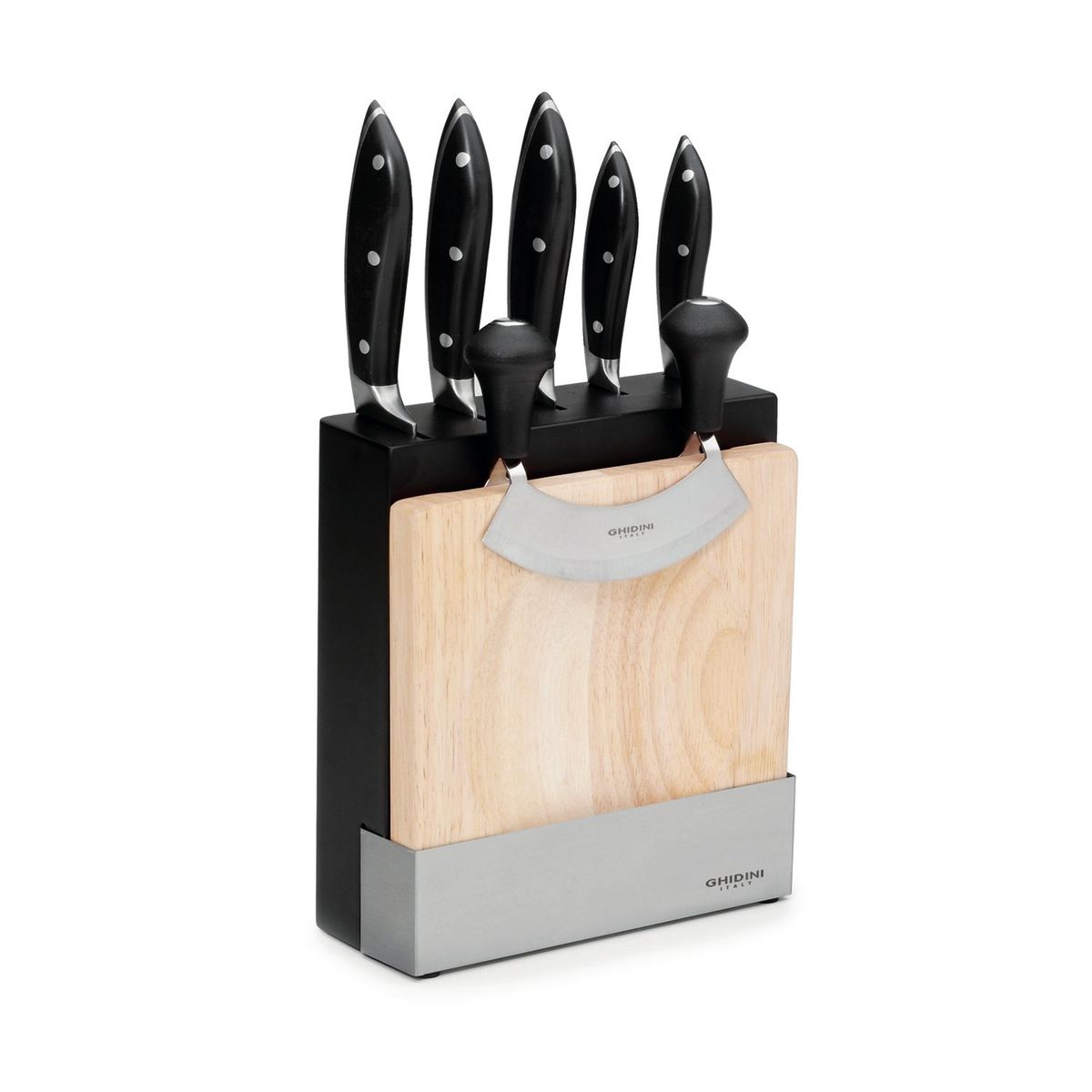GHIDINI - Set 5 Cuchillos con Tabla de Cortar Twist