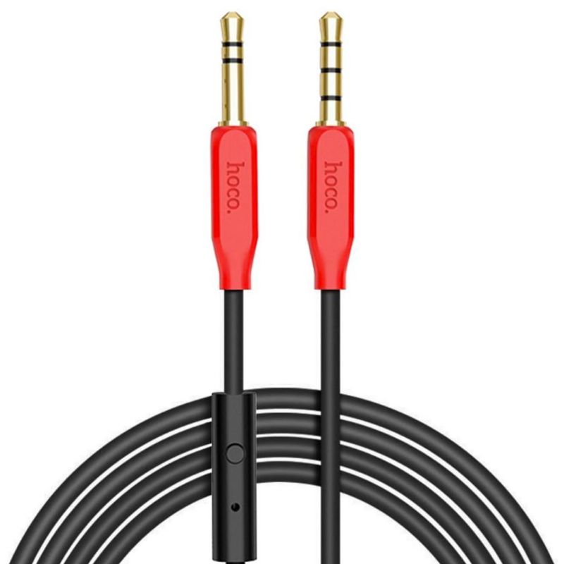 HOCO - Cable Aux De Audio Jack 3,5 mm a Jack 3,5 mm con Micrófono UPA12 Black