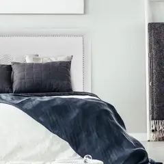 ESPACIO HOGAR - Respaldo de Cama Flat Frame Tachas Lino Crema 1,5 Plazas
